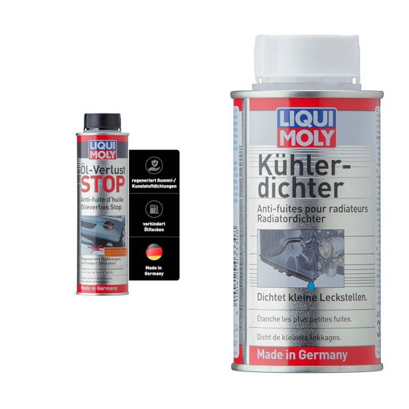 LIQUI MOLY Öl-Verlust Stop | 300 ml | Öladditiv | Art.-Nr.: 1005 & Kühlerdichter | 150 ml | Kühleradditiv | Art.-Nr.: 3330 von Liqui Moly