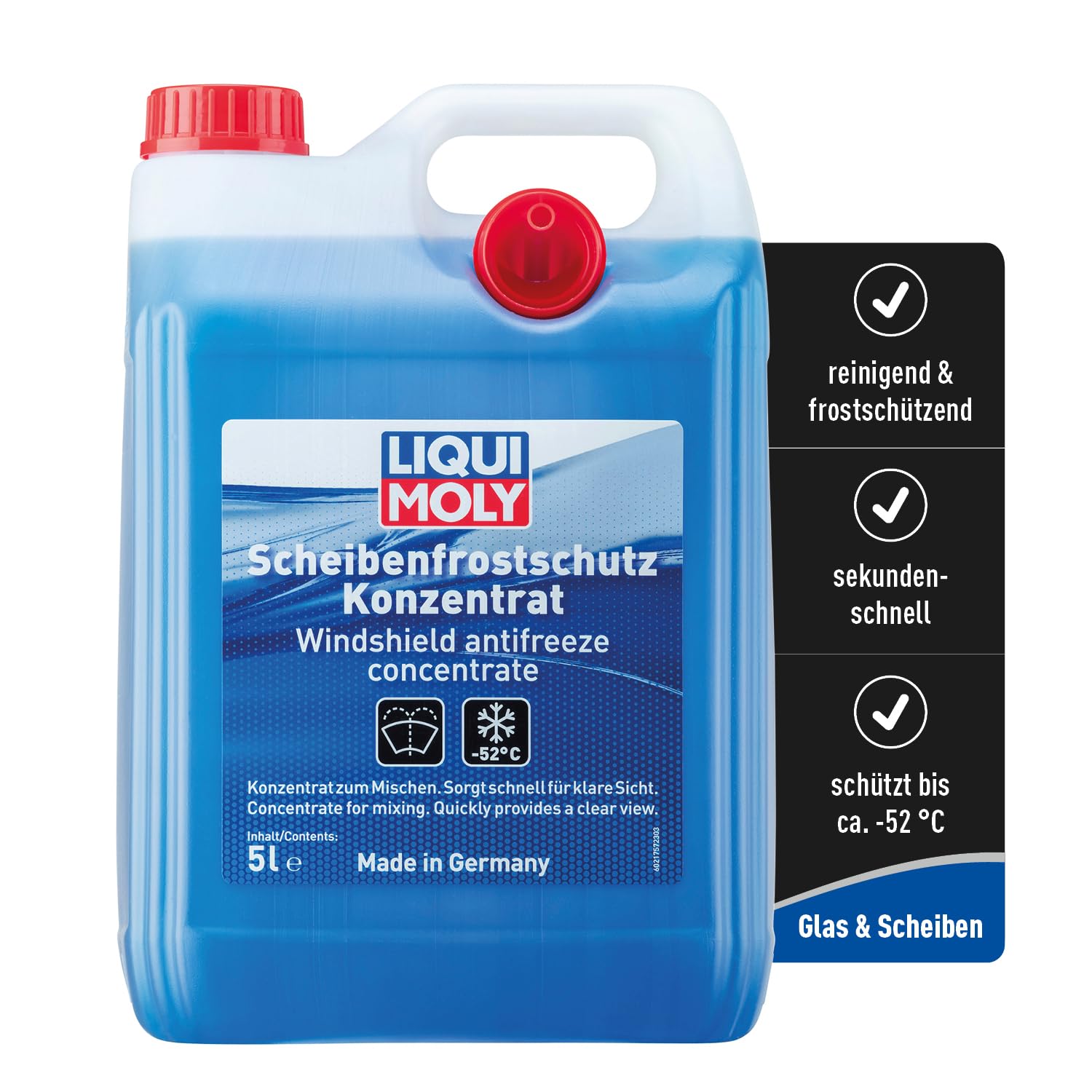 LIQUI MOLY Scheibenfrostschutz Konzentrat 5L, Art.-Nr. 21757 I Reinigendes Frostschutz Konzentrat für sekundenschnelle klare Sicht I Temperaturen bis ca. -52 °C I LED- bzw. Xenon-Scheinwerfer geeignet LIQUI MOLY Scheibenfrostschutz Konzentrat 5L, Art.-Nr. 21757 I Reinigendes Frostschutz Konzentrat für sekundenschnelle klare Sicht I Temperaturen bis ca. -52 °C I LED- bzw. Xenon-Scheinwerfer geeignet von Liqui Moly