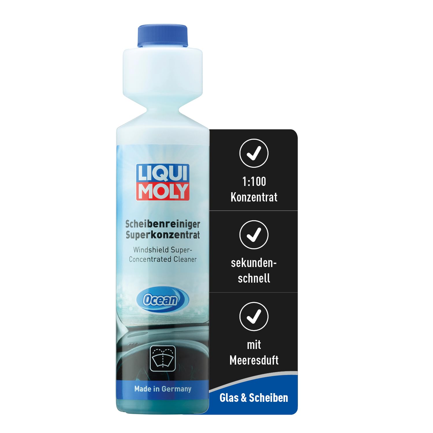 LIQUI MOLY Scheibenwischwasser Scheibenreiniger-Superkonzentrat Ocean, Art.-Nr. 21708 I 250 ml Scheiben-Wischwasser Konzentrat mit Meeres-Duft für eine schnelle Reinigung I Mischverhältnis 1:100 LIQUI MOLY Scheibenwischwasser Scheibenreiniger-Superkonzentrat Ocean, Art.-Nr. 21708 I 250 ml Scheiben-Wischwasser Konzentrat mit Meeres-Duft für eine schnelle Reinigung I Mischverhältnis 1:100 von Liqui Moly