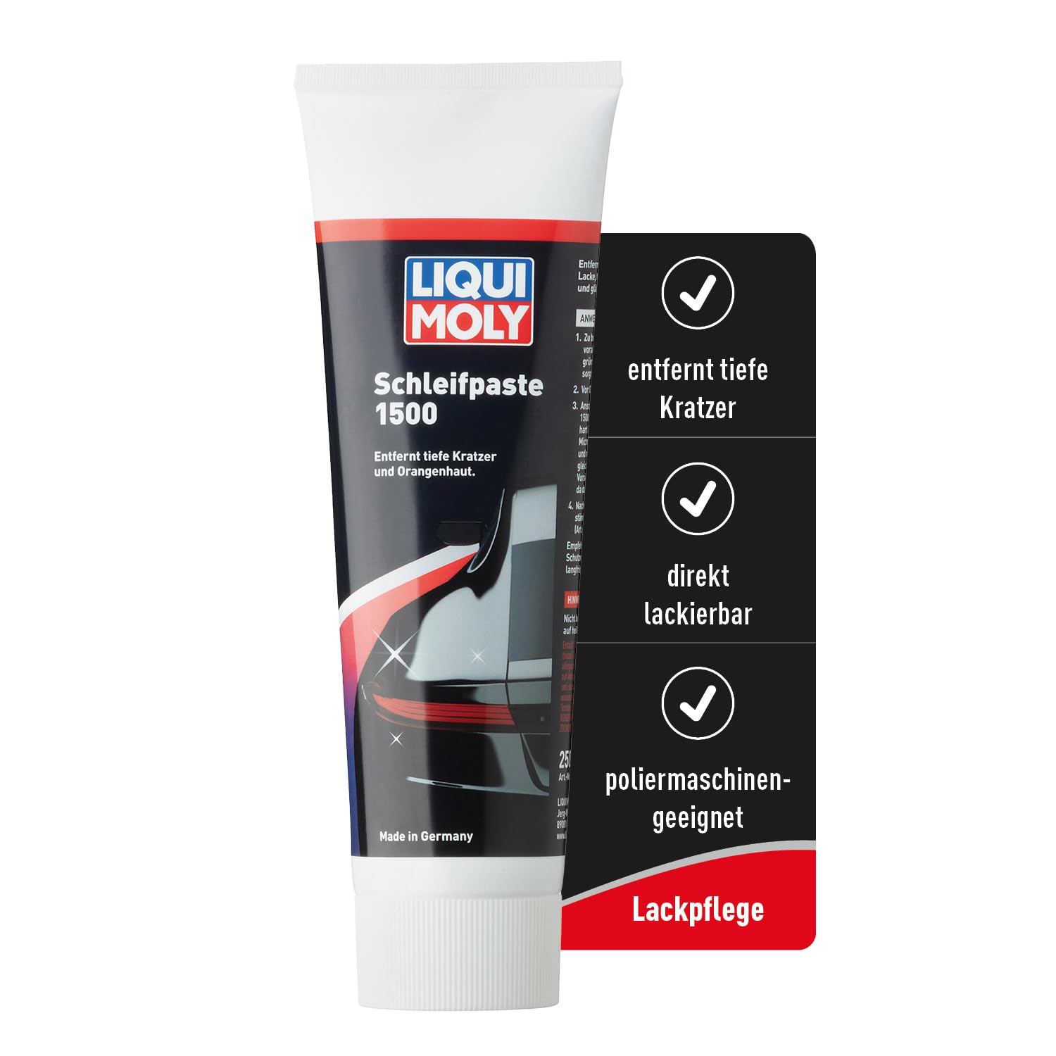LIQUI MOLY Lackpflege Schleifpaste 1500, Art.-Nr. 21758 I 250ml Lackschleifpaste für tiefe Kratzer & sehr stark verwitterte Lacke I Abrasiver Auto Kratzer Entferner zur Lackierarbeit-Vorbereitung LIQUI MOLY Lackpflege Schleifpaste 1500, Art.-Nr. 21758 I 250ml Lackschleifpaste für tiefe Kratzer & sehr stark verwitterte Lacke I Abrasiver Auto Kratzer Entferner zur Lackierarbeit-Vorbereitung von Liqui Moly