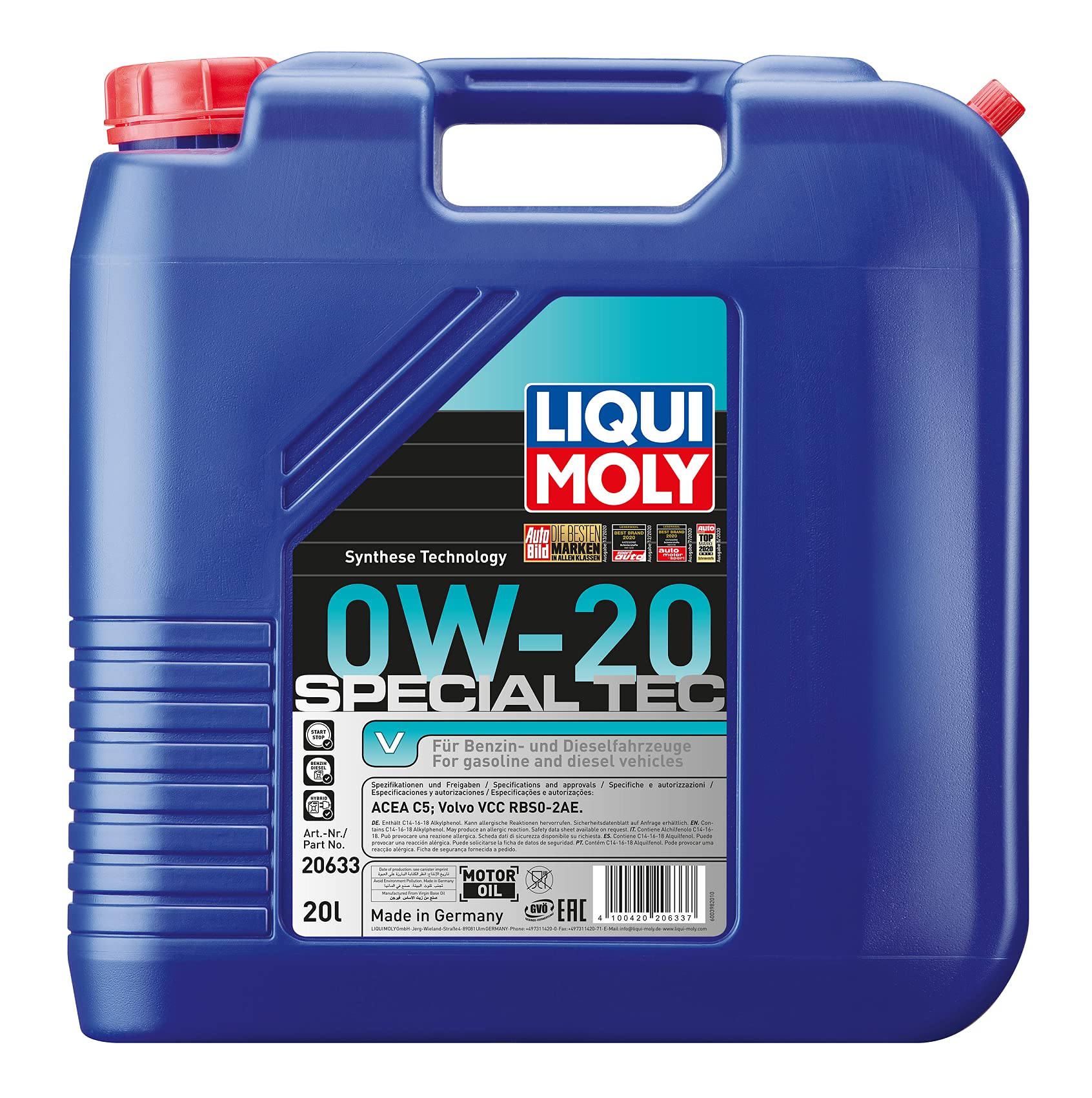 LIQUI MOLY Special Tec V 0W-20 | 20 L | Synthesetechnologie Motoröl | Art.-Nr.: 20633 von Liqui Moly