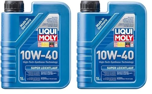 LIQUI MOLY Super Leichtlauf 10W-40 | 1 L | Synthesetechnologie Motoröl | Art.-Nr.: 1300, farblos (Packung mit 2) von Liqui Moly