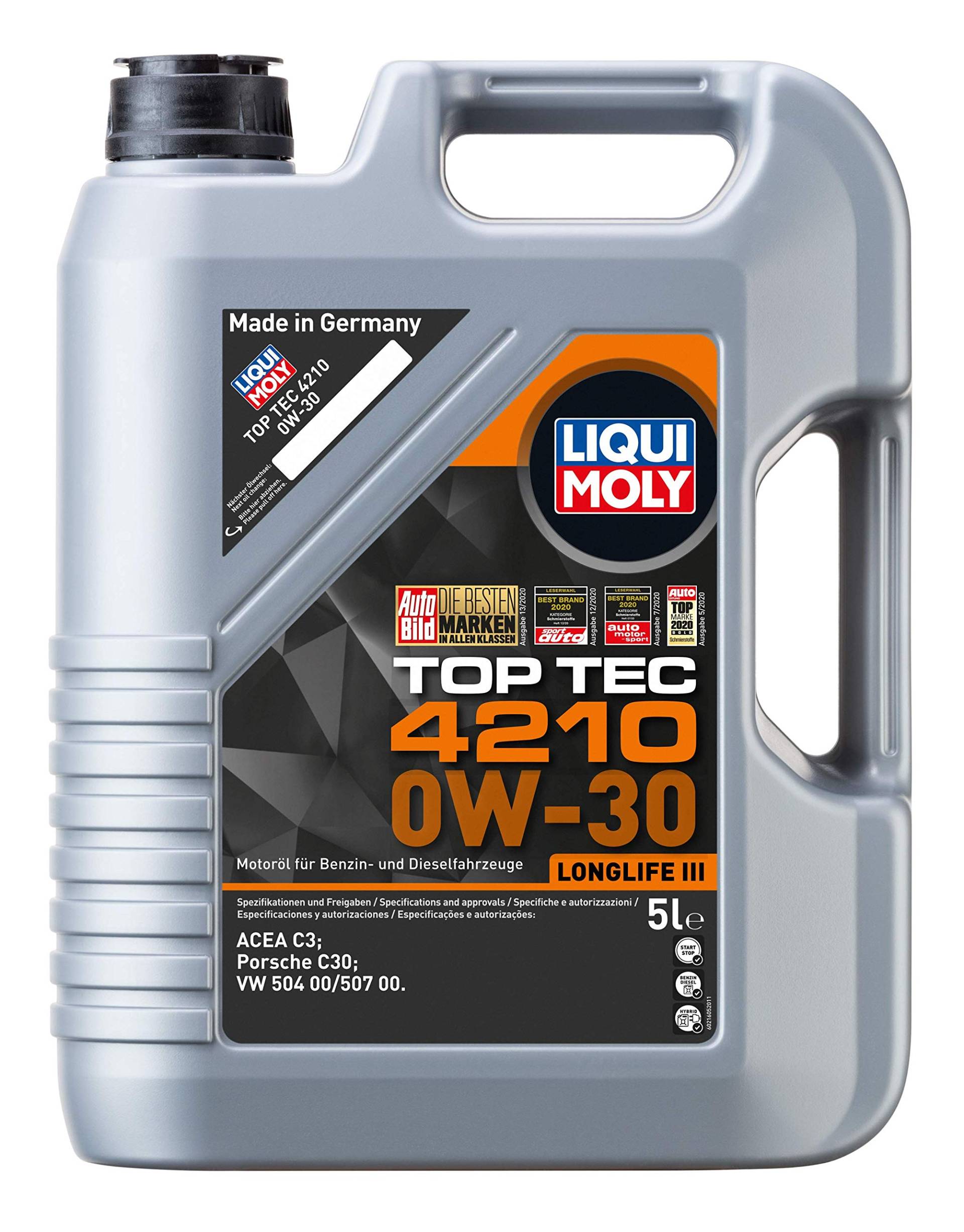 LIQUI MOLY Top Tec 4210 0W-30 | 5 L | Synthesetechnologie Motoröl | Art.-Nr.: 21605, farblos LIQUI MOLY Top Tec 4210 0W-30 | 5 L | Synthesetechnologie Motoröl | Art.-Nr.: 21605, farblos von Liqui Moly