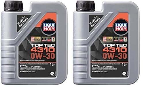 LIQUI MOLY Top Tec 4310 0W-30 | 1 L | Synthesetechnologie Motoröl | Art.-Nr.: 3735, farblos (Packung mit 2) von Liqui Moly