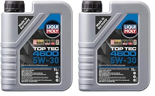 LIQUI MOLY Top Tec 4600 5W-30 | 1 L | Synthesetechnologie Motoröl | Art.-Nr.: 3755, farblos (Packung mit 2) von Liqui Moly
