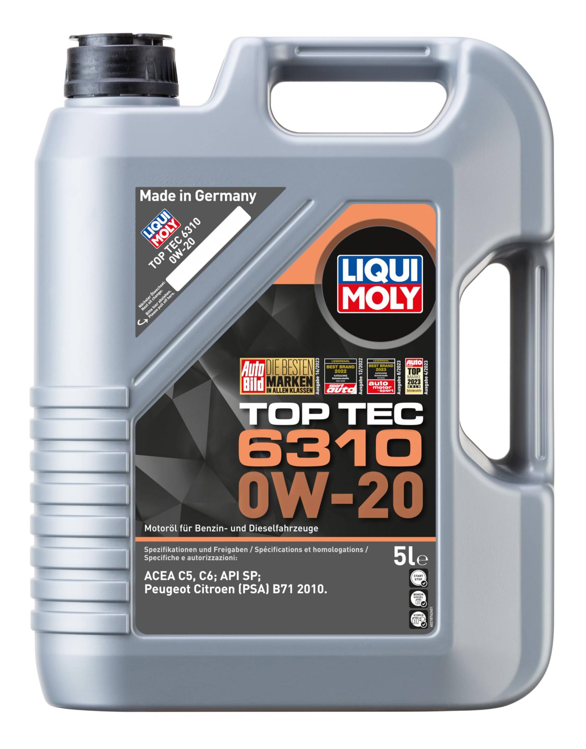 LIQUI MOLY Top Tec 6310 0W-20 | 5 L | Synthesetechnologie Motoröl | Art.-Nr.: 21876, farblos LIQUI MOLY Top Tec 6310 0W-20 | 5 L | Synthesetechnologie Motoröl | Art.-Nr.: 21876, farblos von Liqui Moly