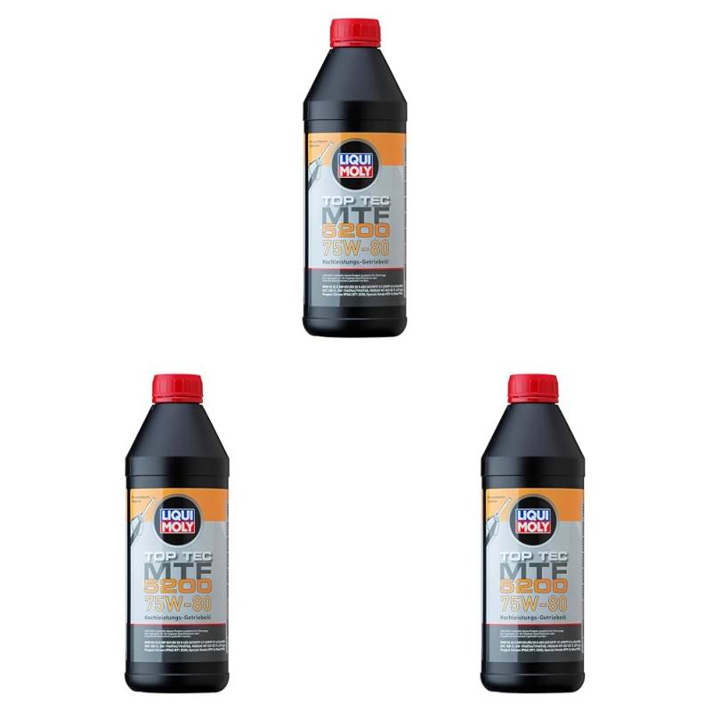 LIQUI MOLY Top Tec MTF 5200 75W-80 | 1 L | Getriebeöl | Hydrauliköl | Art.-Nr.: 20845, farblos (Packung mit 3) von Liqui Moly