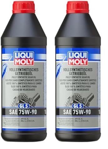 LIQUI MOLY Vollsynthetisches Getriebeöl (GL5) SAE 75W-90 | 1 L | Getriebeöl | Hydrauliköl | Art.-Nr.: 1414, farblos (Packung mit 2) von Liqui Moly