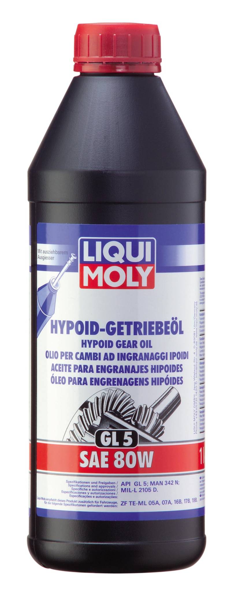 LIQUI MOLY Hypoid-Getriebeöl (GL5) SAE 80W | 1 L | Getriebeöl | Hydrauliköl | Art.-Nr.: 1025, farblos von Liqui Moly