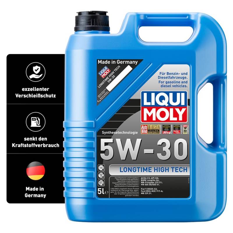 LIQUI MOLY Longtime High Tech 5W-30 | 5 L | Synthesetechnologie Motoröl | Art.-Nr.: 1137, farblos von Liqui Moly