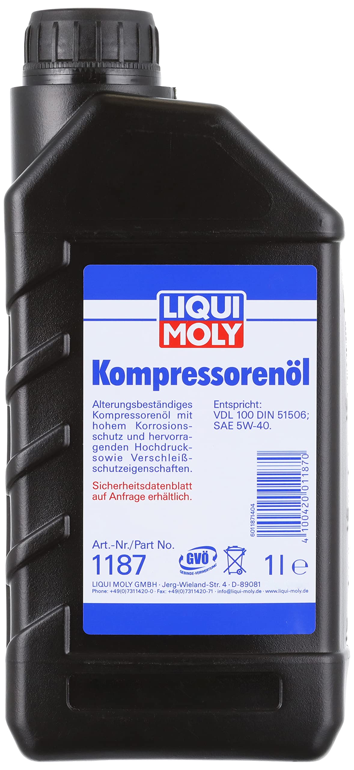 LIQUI MOLY Kompressorenöl | 1 L | Kompressorenöl | Art.-Nr.: 1187, farblos LIQUI MOLY Kompressorenöl | 1 L | Kompressorenöl | Art.-Nr.: 1187, farblos von Liqui Moly