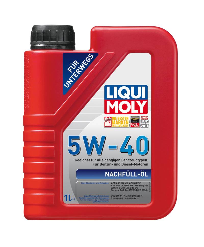 LIQUI MOLY Nachfüll-Öl 5W-40 | 1 L | Synthesetechnologie Motoröl | Art.-Nr.: 1305, farblos von Liqui Moly