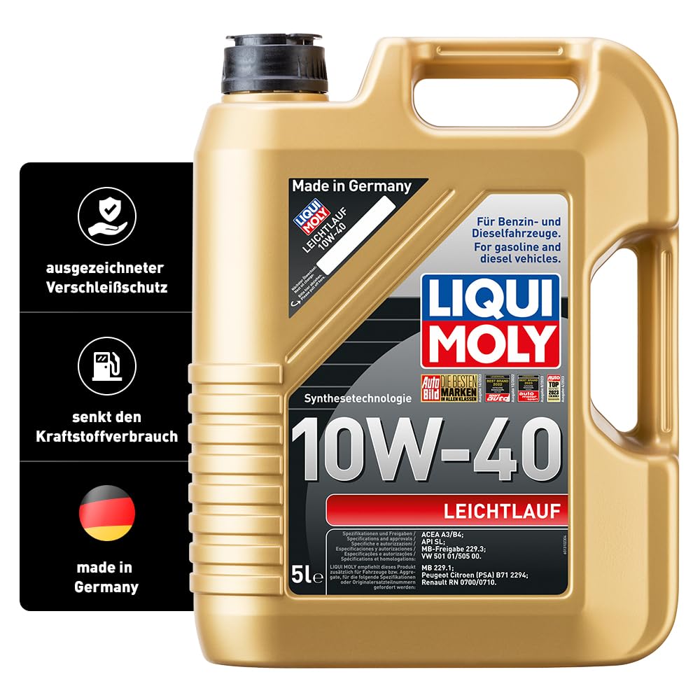 LIQUI MOLY Leichtlauf 10W-40 | 5 L | Synthesetechnologie Motoröl | Art.-Nr.: 1310 von Liqui Moly