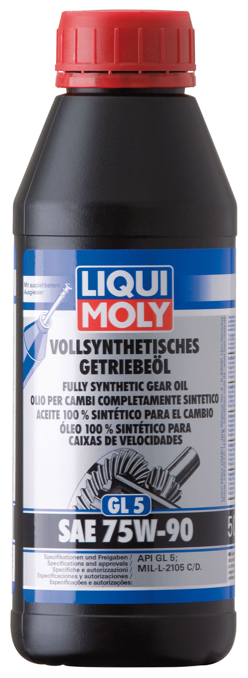 LIQUI MOLY Vollsynthetisches Getriebeöl (GL5) SAE 75W-90 | 500 ml | Getriebeöl | Hydrauliköl | Art.-Nr.: 1413 von Liqui Moly