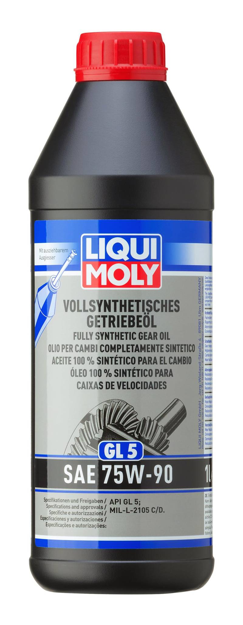 LIQUI MOLY Vollsynthetisches Getriebeöl (GL5) SAE 75W-90 | 1 L | Getriebeöl | Hydrauliköl | Art.-Nr.: 1414 von Liqui Moly