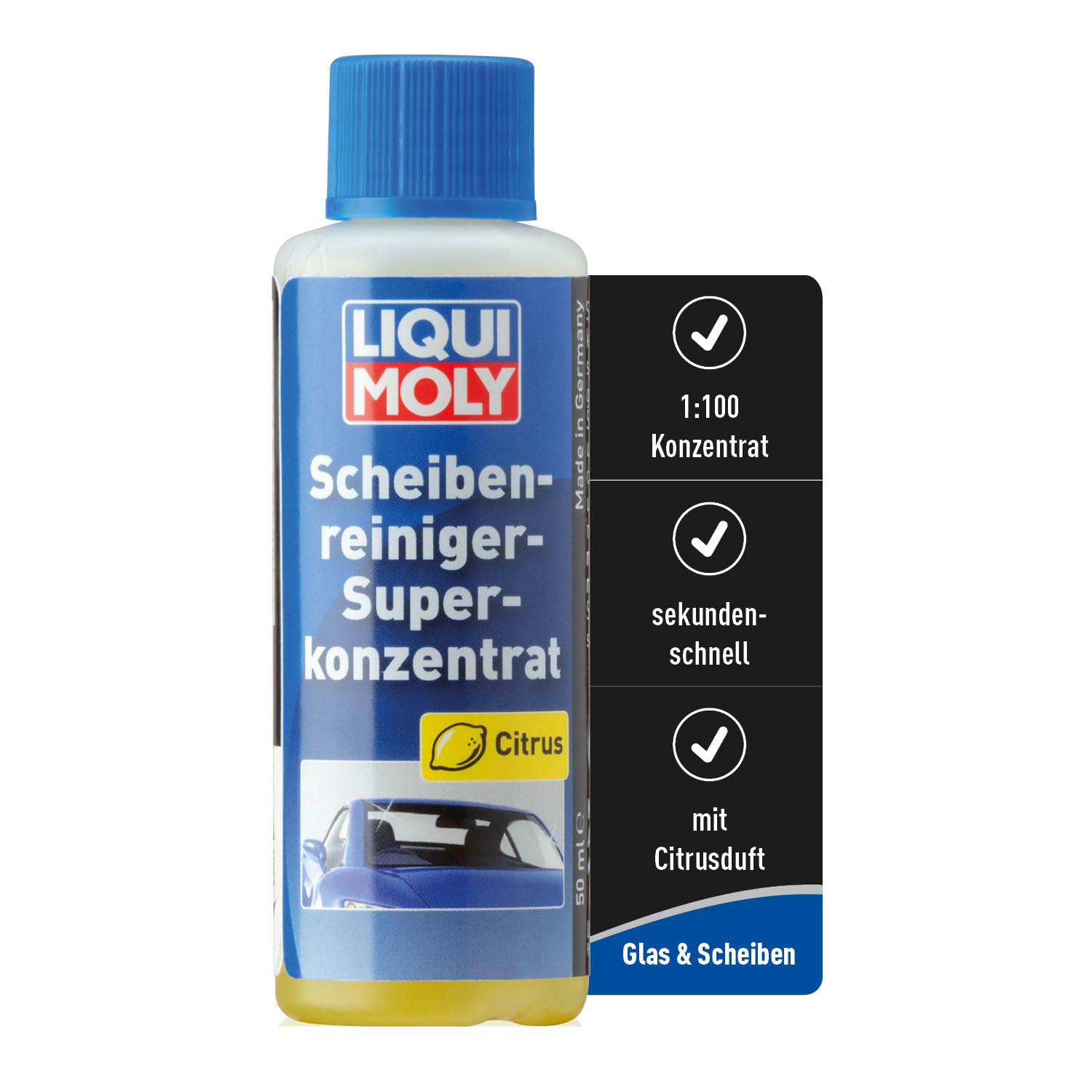 LIQUI MOLY Scheibenwischwasser Scheibenreiniger-Superkonzentrat Citrus, Art.-Nr. 1517 I 50 ml Scheiben-Wischwasser Konzentrat mit Zitronen-Duft für eine schnelle Reinigung I Mischverhältnis 1:100 LIQUI MOLY Scheibenwischwasser Scheibenreiniger-Superkonzentrat Citrus, Art.-Nr. 1517 I 50 ml Scheiben-Wischwasser Konzentrat mit Zitronen-Duft für eine schnelle Reinigung I Mischverhältnis 1:100 von Liqui Moly