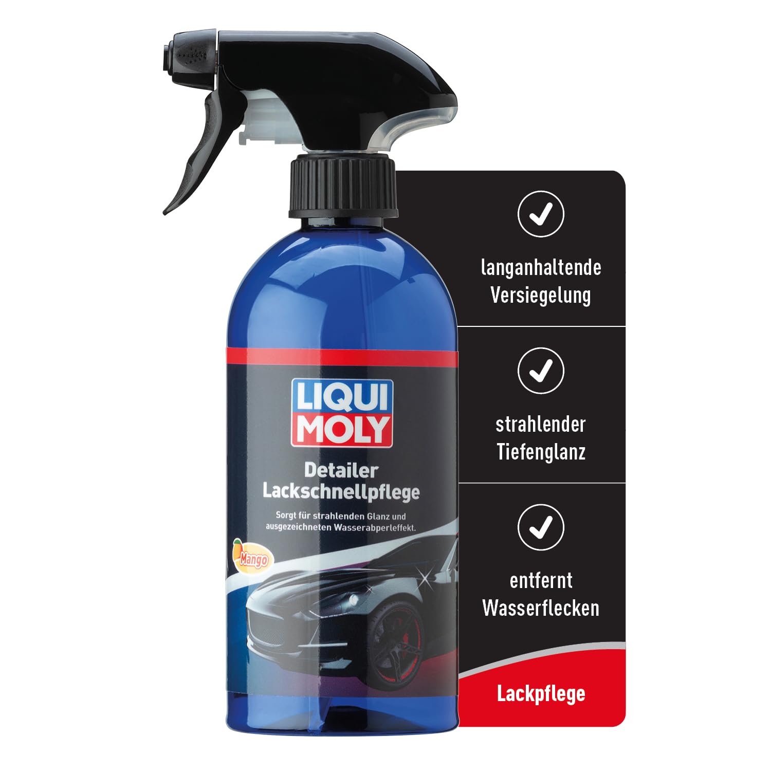 LIQUI MOLY Detailer Lackschnellpflege, Art.-Nr. 21611 I 500ml Lackpflege Auto Versiegelung für Schutz & Glanz I Detailer Auto gegen Wasserflecken I Mit Mango-Duft & Wasserabperleffekt LIQUI MOLY Detailer Lackschnellpflege, Art.-Nr. 21611 I 500ml Lackpflege Auto Versiegelung für Schutz & Glanz I Detailer Auto gegen Wasserflecken I Mit Mango-Duft & Wasserabperleffekt von Liqui Moly