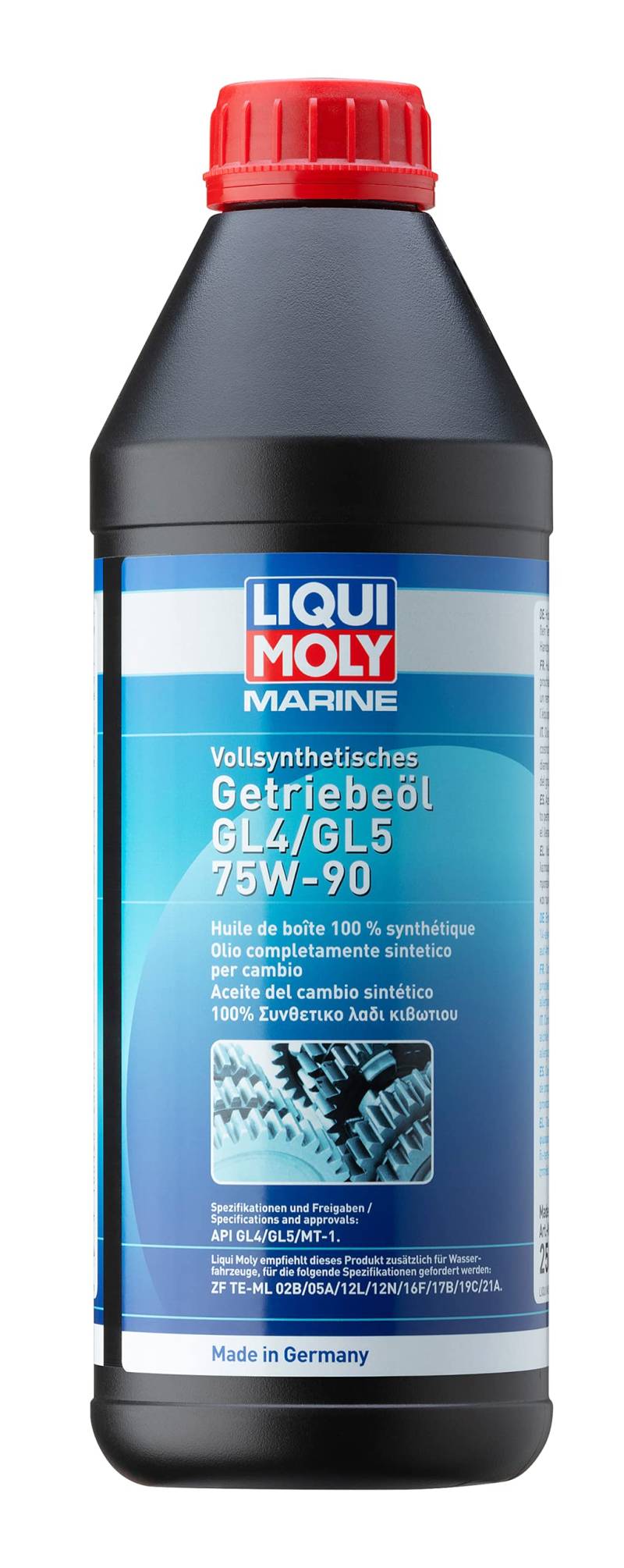 LIQUI MOLY Marine Vollsynthetisches Getriebeöl GL4/GL5 75W-90 | 1 L | Boot Getriebeöl | Art.-Nr.: 25070, farblos von Liqui Moly