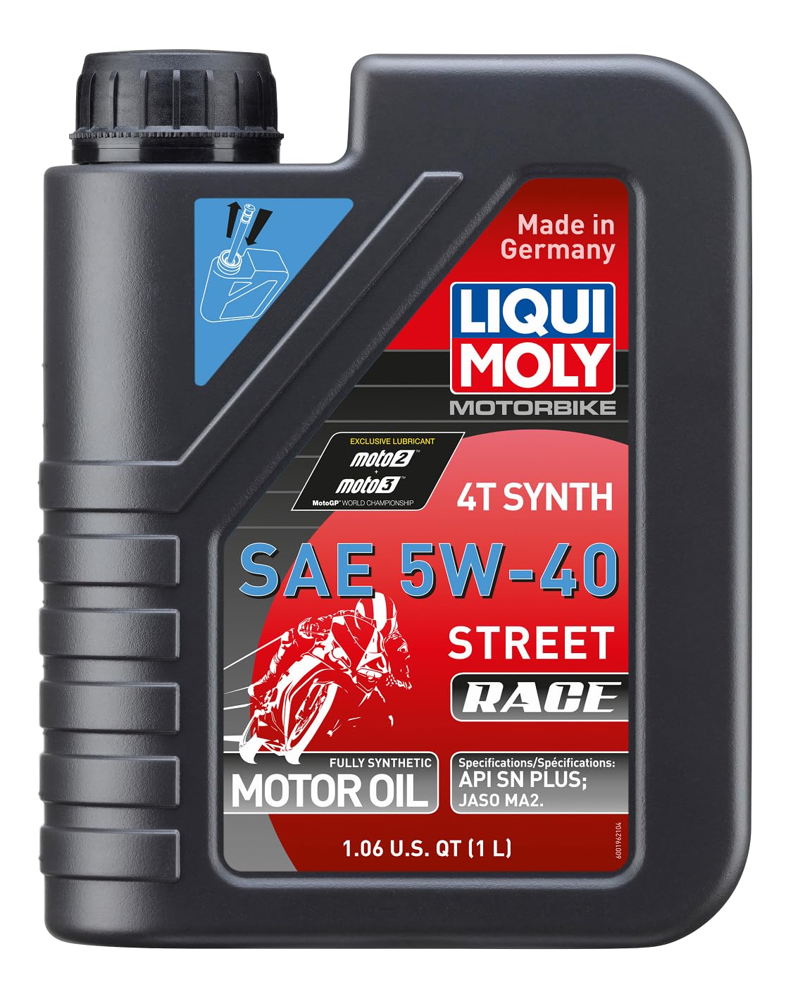 LIQUI MOLY Motorbike 4T Synth 5W-40 Street Race | 1 L | Motorrad vollsynthetisches Motoröl | Art.-Nr.: 2592, farblos LIQUI MOLY Motorbike 4T Synth 5W-40 Street Race | 1 L | Motorrad vollsynthetisches Motoröl | Art.-Nr.: 2592, farblos von Liqui Moly