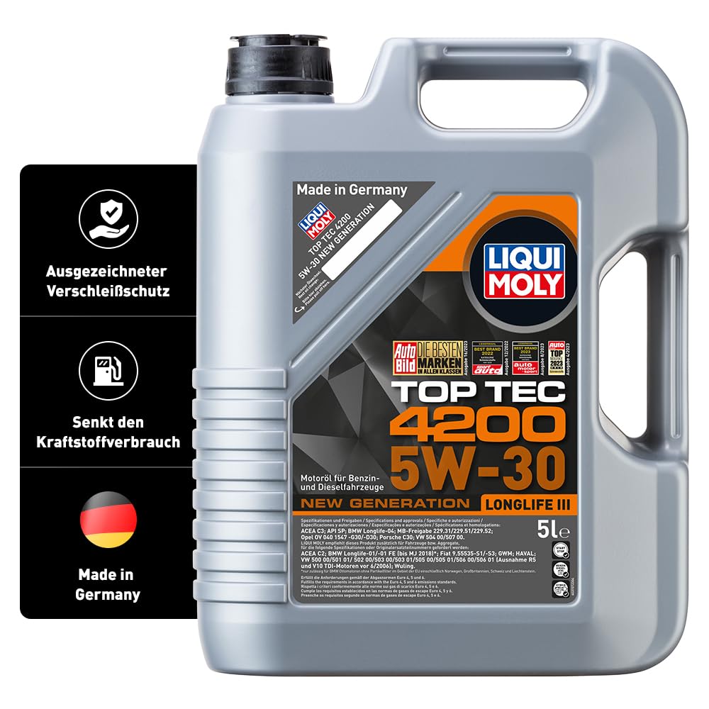 LIQUI MOLY Top Tec 4200 5W-30 New Generation | 5 L | Synthesetechnologie Motoröl | Art.-Nr.: 3707 von Liqui Moly
