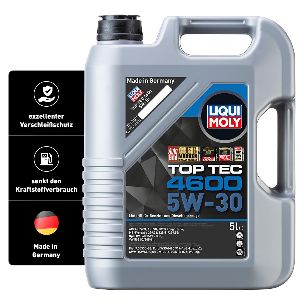 LIQUI MOLY Top Tec 4600 5W-30 | 5 L | Synthesetechnologie Motoröl | Art.-Nr.: 3756 von Liqui Moly