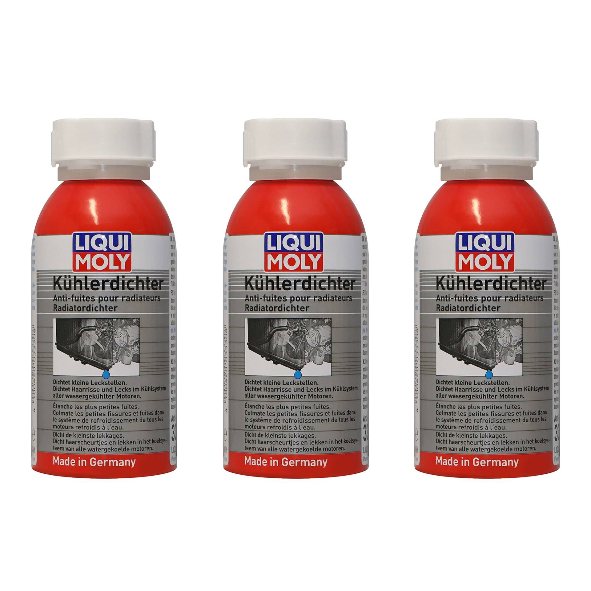 Liqui Moly 3X Kühlerdichter 150ml | dichtet dauerhaft und zuverlässig Haarrisse und kleinere Leckstellen | Kühler Additiv für Diesel- & Benzin-Motoren I 3X 150ml Liqui Moly 3X Kühlerdichter 150ml | dichtet dauerhaft und zuverlässig Haarrisse und kleinere Leckstellen | Kühler Additiv für Diesel- & Benzin-Motoren I 3X 150ml von Liqui Moly