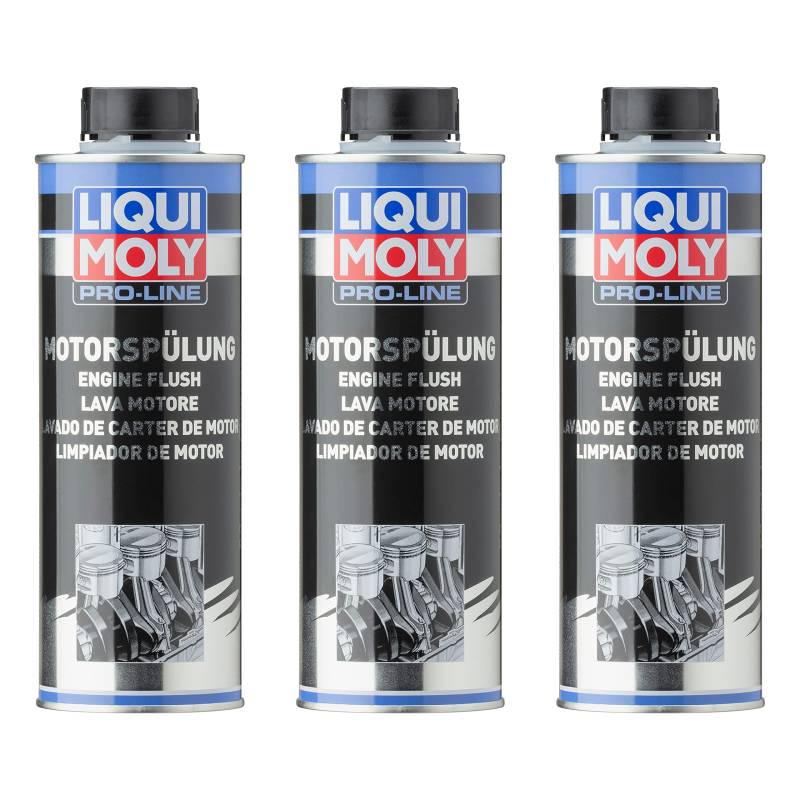 Liqui Moly 3X Pro-Line Motorspülung 500ml | Reinigt den Motor von innen und entfernt Ablagerungen | Motoröl Additiv für Diesel- & Benzin-Motoren | 3X 500ml von Liqui Moly