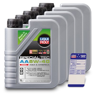 Liqui Moly 5x 1 L Special Tec AA 5W-40 Diesel + Ölwechsel-Anhänger [Hersteller-Nr. 21330] von Liqui Moly