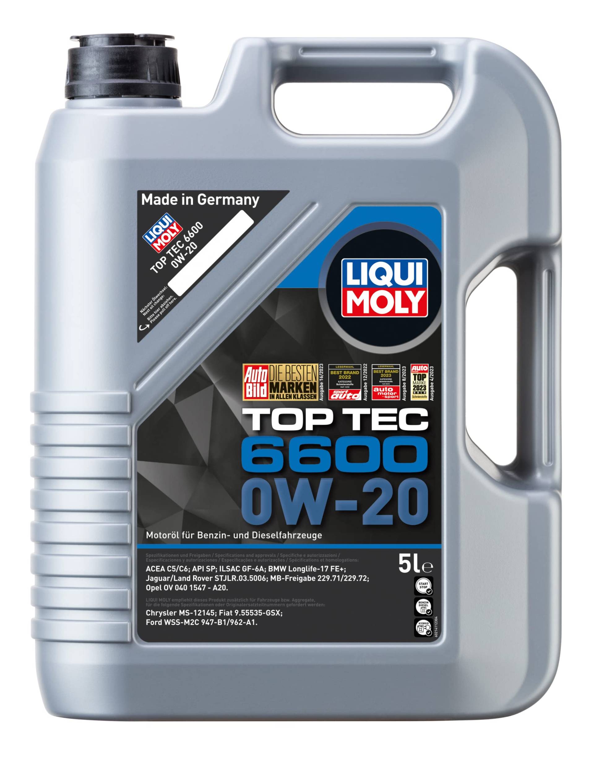 LIQUI MOLY Top Tec 6600 0W-20 | 5 L | Synthesetechnologie Motoröl | Art.-Nr.: 21441 von Liqui Moly