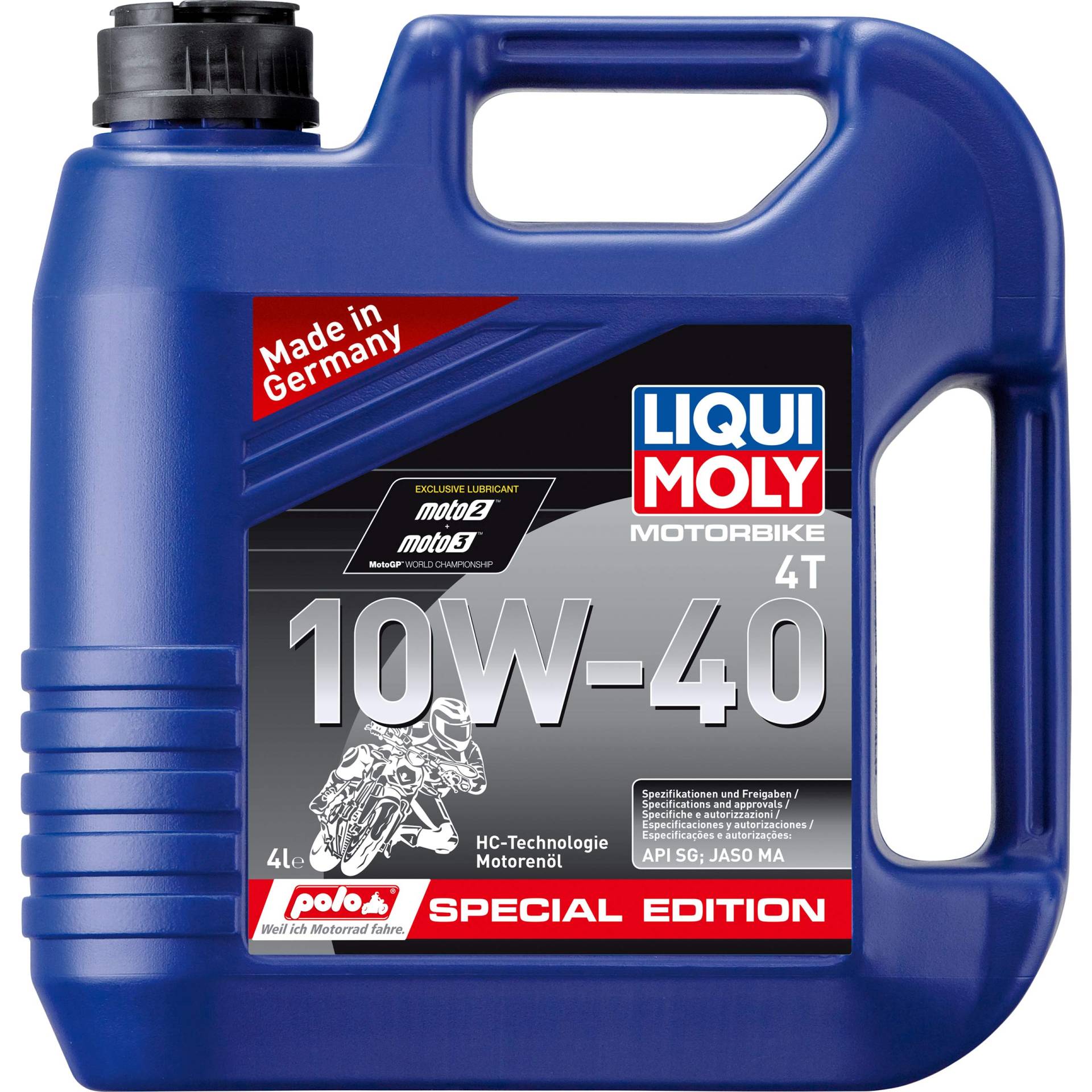 Liqui Moly Motorrad-Motoröl 4-takt Motorbike 4T 10W-40 Polo-Special Edition 4 Liter, Unisex, Multipurpose, Ganzjährig Liqui Moly Motorrad-Motoröl 4-takt Motorbike 4T 10W-40 Polo-Special Edition 4 Liter, Unisex, Multipurpose, Ganzjährig von Liqui Moly