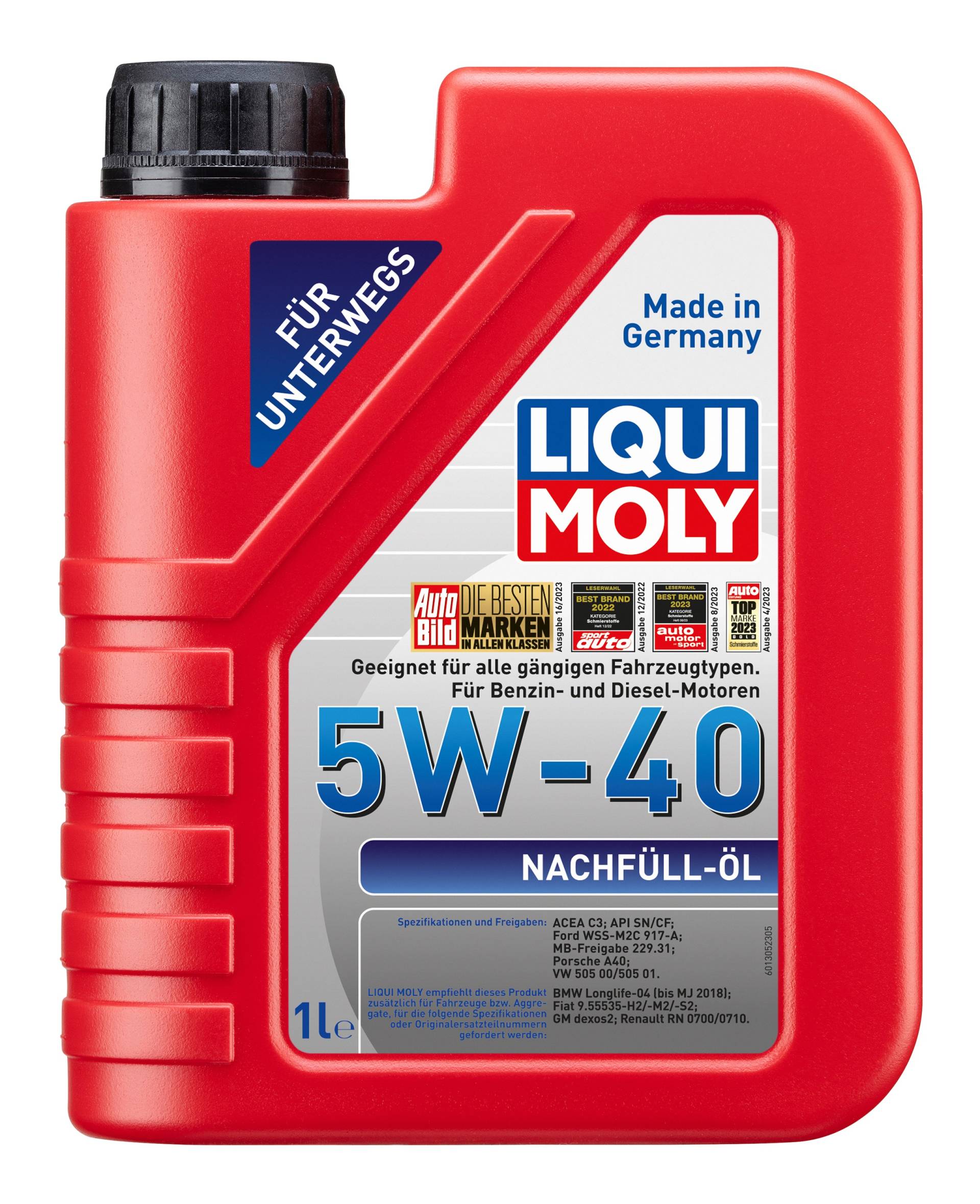Liqui Moly Nachfüll-Öl SAE 5W-40 Motoröl, 1 Liter Liqui Moly Nachfüll-Öl SAE 5W-40 Motoröl, 1 Liter von Liqui Moly