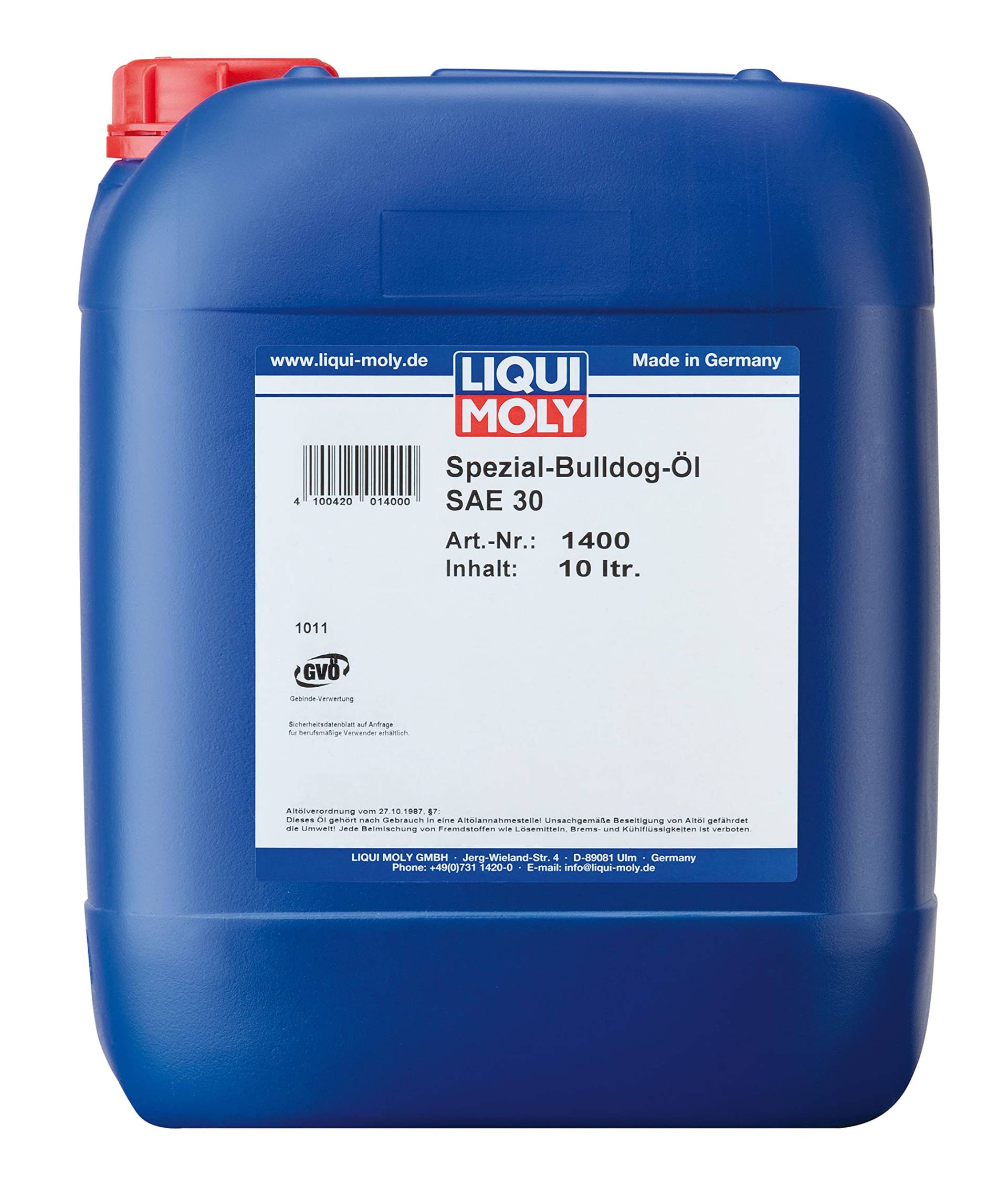 LIQUI MOLY Spezial Bulldog-Öl SAE 30 | 10 L | Traktorenöl | Art.-Nr.: 1400, farblos LIQUI MOLY Spezial Bulldog-Öl SAE 30 | 10 L | Traktorenöl | Art.-Nr.: 1400, farblos von Liqui Moly