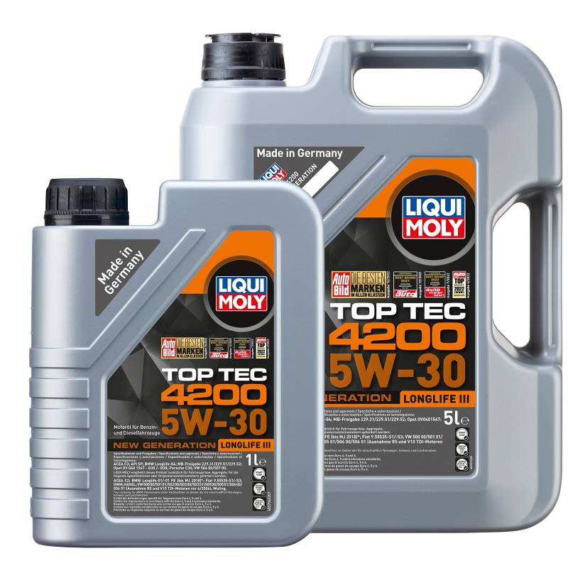 LIQUI MOLY Motoröl Top Tec 4200 5W-30 5 Liter & 1 Liter | 6 Liter Motoröl Set von LIQUI-MOLY