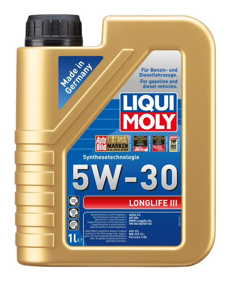 LIQUI MOLY Longlife III 5W-30 | 1 L | Synthesetechnologie Motoröl | Art.-Nr.: 20646 von Liqui Moly