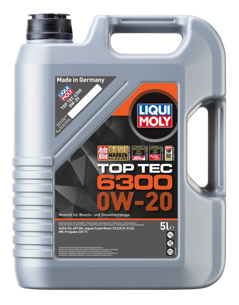 LIQUI MOLY Top Tec 6300 0W-20 | 5 L | Synthesetechnologie Motoröl | Art.-Nr.: 21211 von Liqui Moly