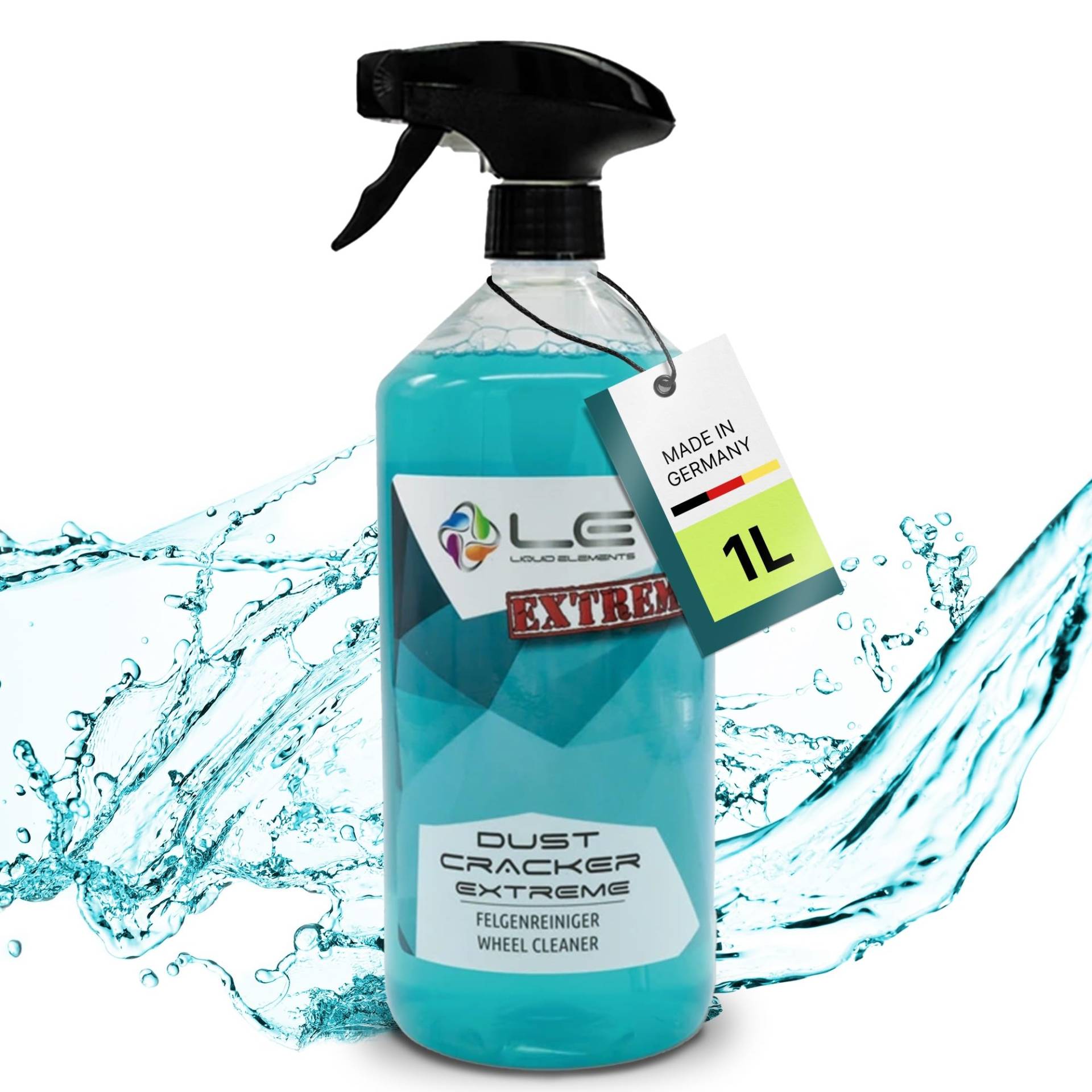Liquid Elements – Felgenreiniger Dust Cracker Extreme 1 Liter – Reiniger für Alufelgen & Stahlfelgen – entfernt hartnäckigste Verschmutzungen – säurefrei & pH-neutral von Liquid Elements