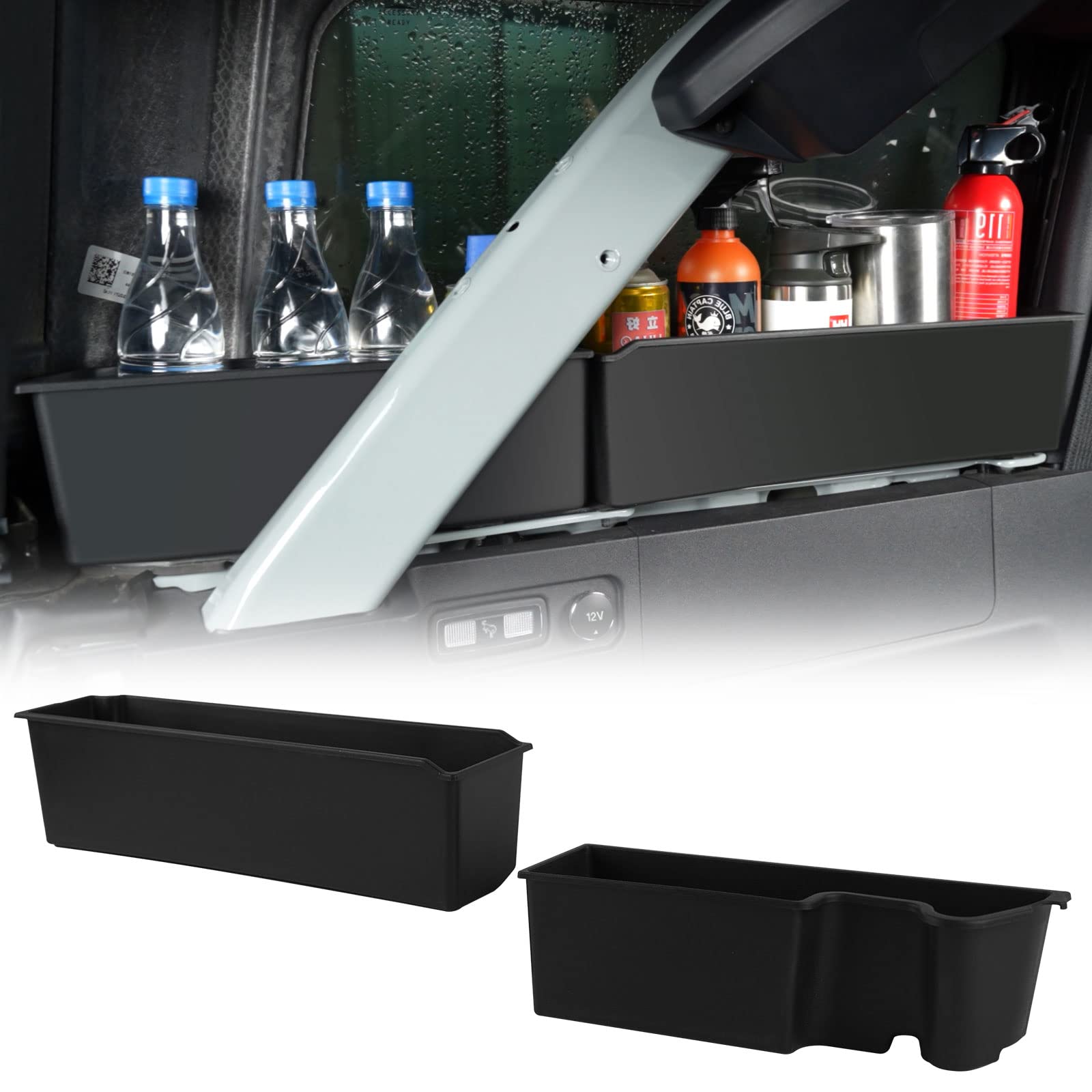 LitMiRaCle Kofferraum-Aufbewahrungstablett, Organizer, hintere Fracht-Seitenbox ist anwendbar für 2021 2022 2023 Ford Bronco 4-Türer, schwarzes, mattes Finish (linke Aufbewahrungsbox) von LitMiRaCle