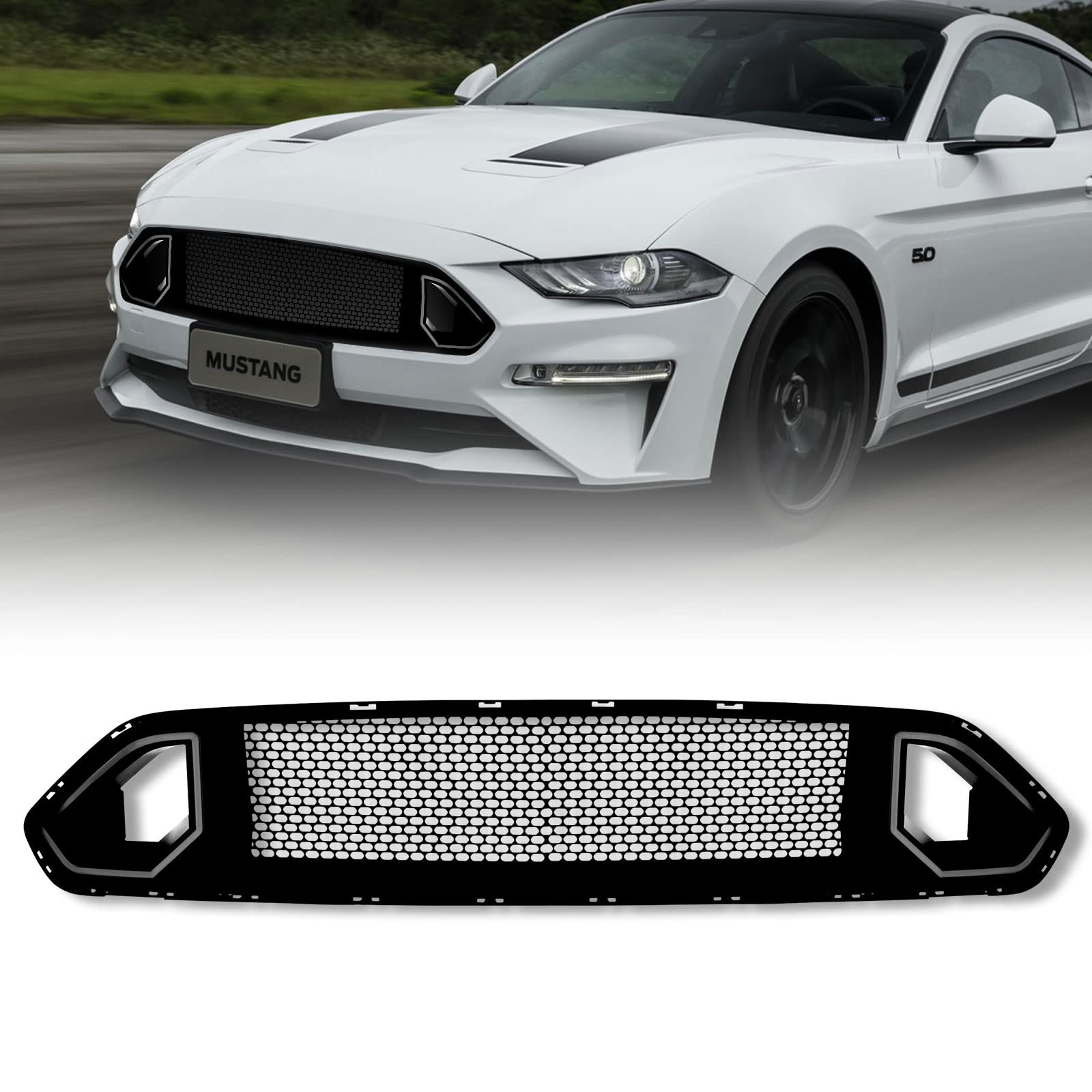 LitMiRaCle Kühlergrill & Kühlergrillschutz – Mesh Frontstoßstange Obere Motorhaube Kühlergrill Kompatibel mit 18-23 Mustang GT EcoBoost LitMiRaCle Kühlergrill & Kühlergrillschutz – Mesh Frontstoßstange Obere Motorhaube Kühlergrill Kompatibel mit 18-23 Mustang GT EcoBoost von LitMiRaCle