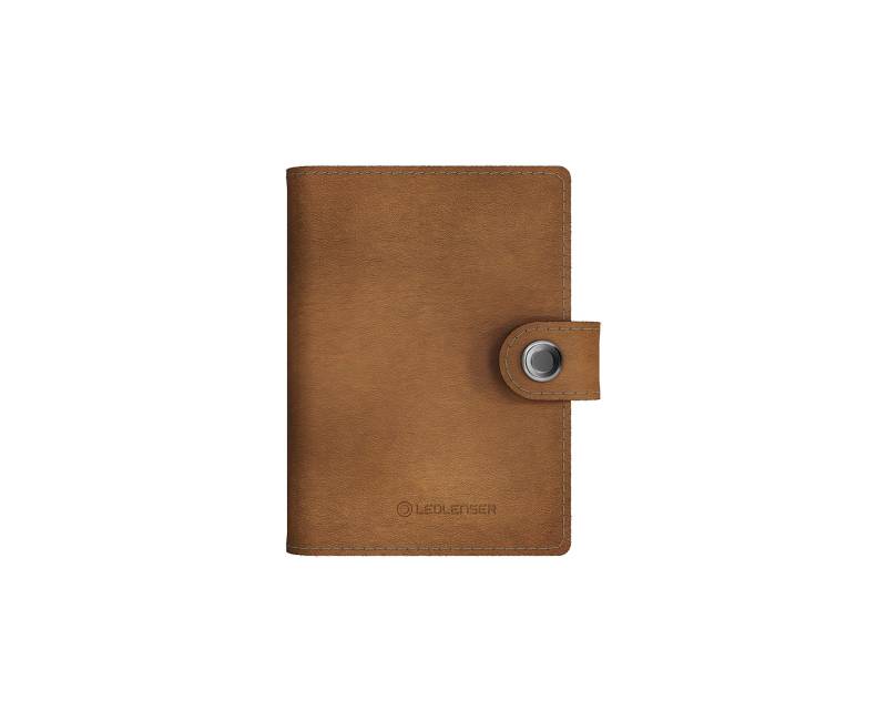 Lite Wallet Classic Caramel - Edler Kartenhalter aus hochwertigem hell-braunen Leder - Integrierte LED-Lampe mit Zwei Lichtstärken - RFID-Blocker zum Schutz persönlicher Daten - von Lite Wallet