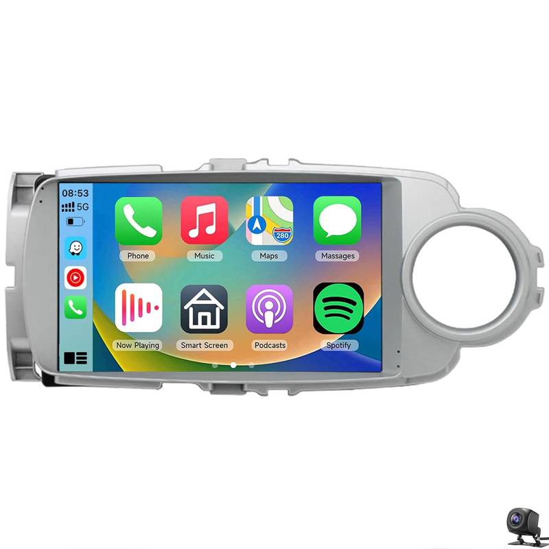 9 Zoll Android 14 Autoradio für Yaris Vitz 2013–2017 HD Touchscreen Doppel DIN Receiver mit Carplay Android Auto GPS-Navigation BT FM/AM/RDS-Radio SWC Rückfahrkamera Mikr(Size:8 CORE 2+32G,Color:rhd) von LiteGauge