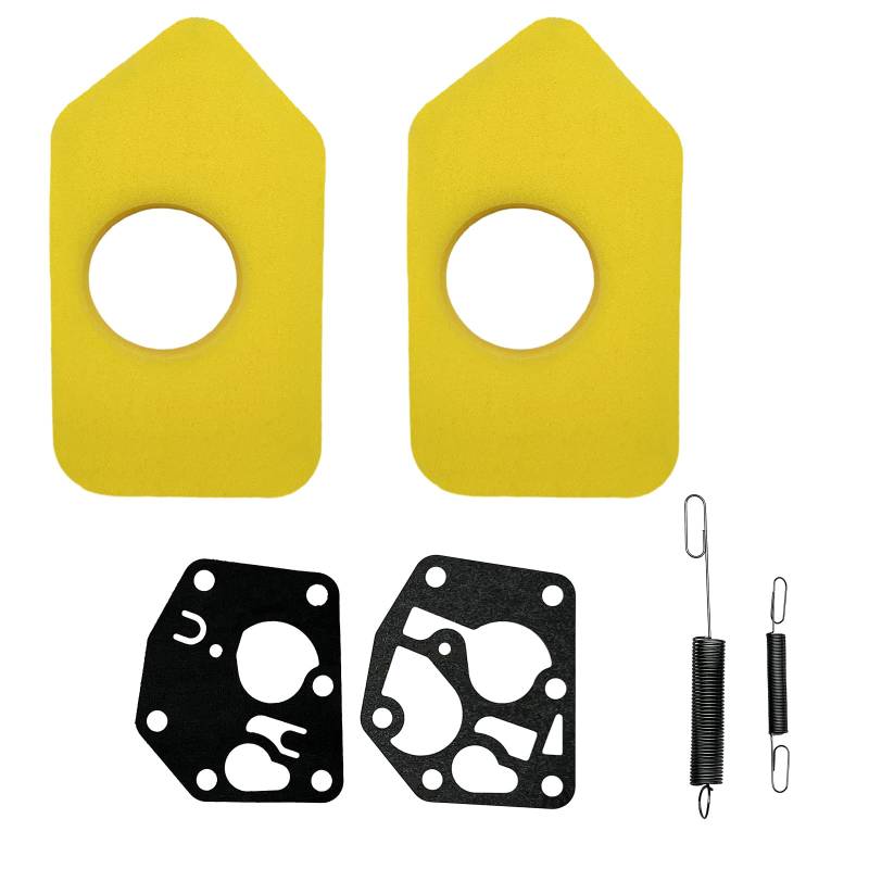 Gelber Schaumstoff-Luftfilter 698369 für BS Classic Sprint und Quattro Motor, Edelstahl-Regelfeder, Vergasermembran für Briggs & Stratton 795083 von LiteTour