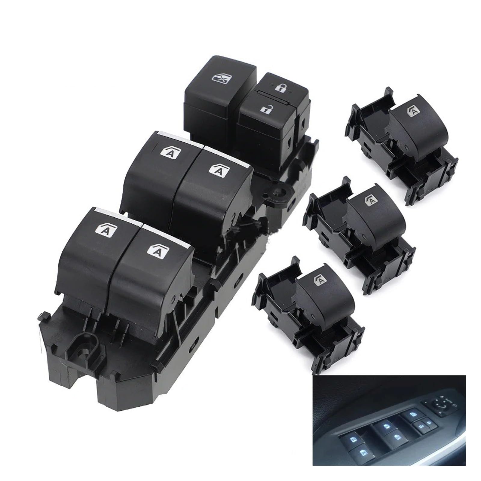 Elektrischer Fensterheberschalter 84040-06070 84040-33170 84040-10020 Für RAV4 Für Corolla Für C-HR 2019-2021 Auto Power Fenster Schalter Taste LHD(LHD A Set) von Litemai