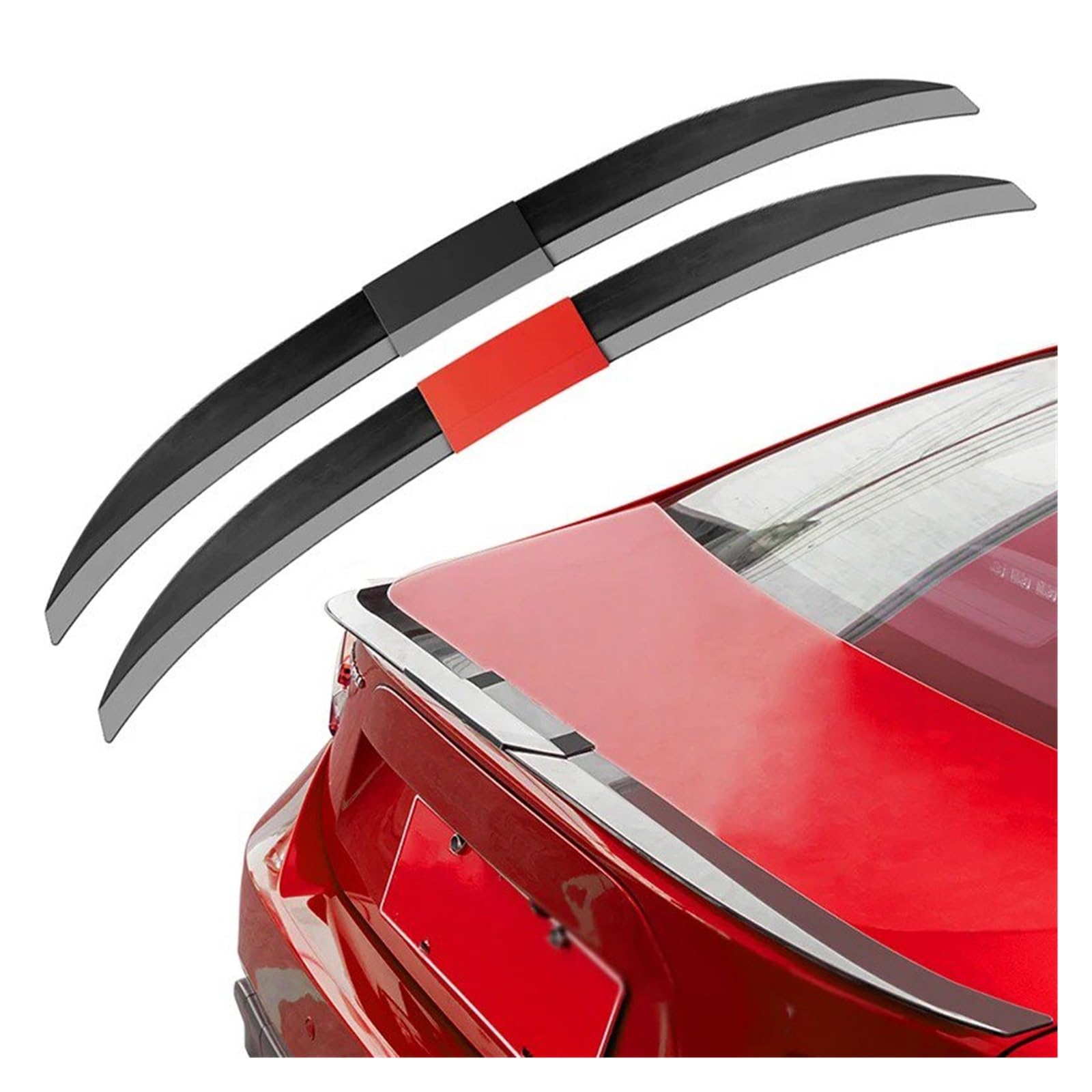 Heckflügel Spoiler 3Pcs Universal Einstellbare Stamm Schwanz Hinten Flügel Spoiler Auto Zubehör Flügel Lip(Black and red Part) von Litemai