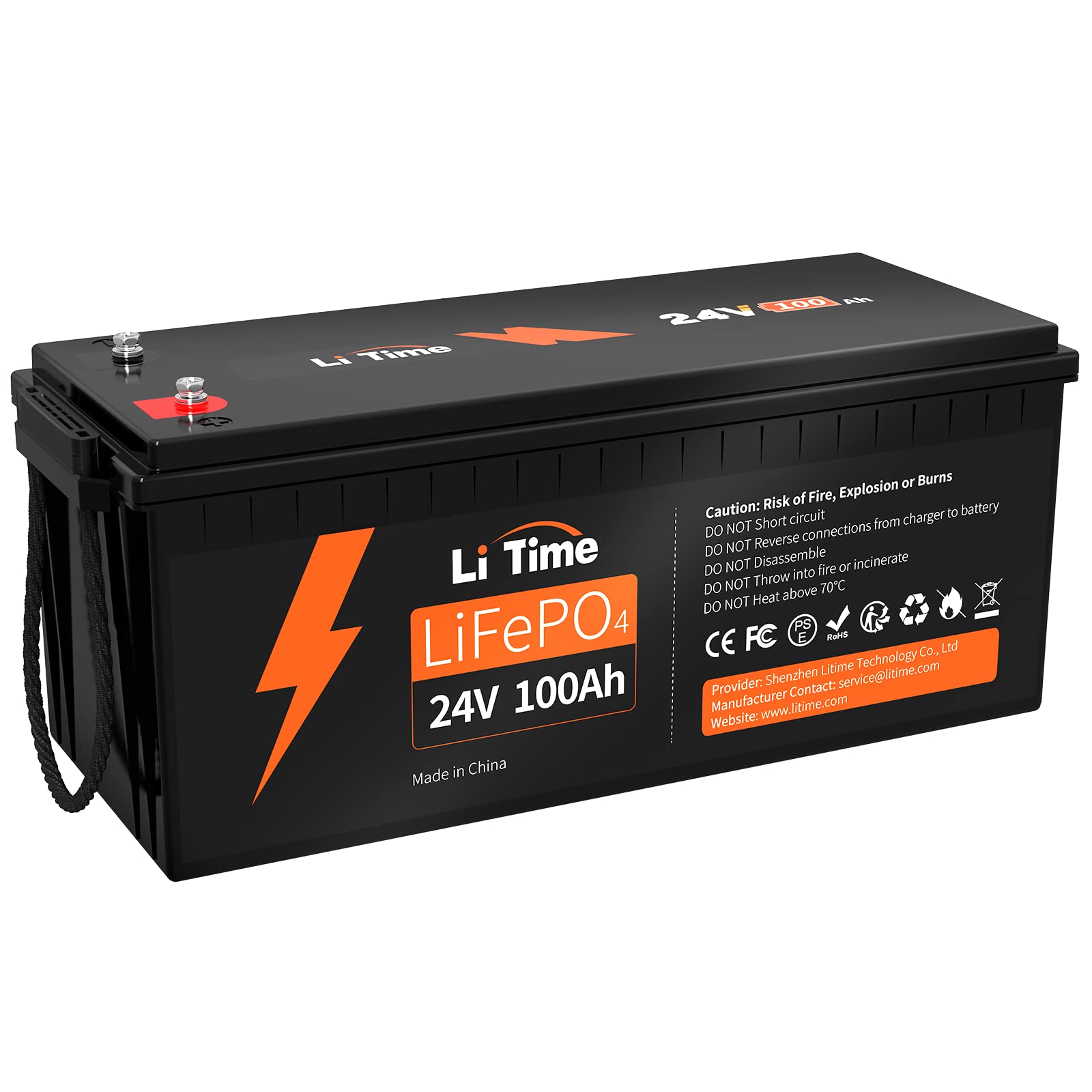 LiTime LiFePO4 24V 100Ah Lithium Batterie Max. 2560W Leistung und Max. 15000 Zyklen, 10 Jahre Lebensdauer, Ideal Ersatz AGM-Batterie, Perfekt für Wohnmobil, Marine, Solaranlage, Off-Grid von Litime