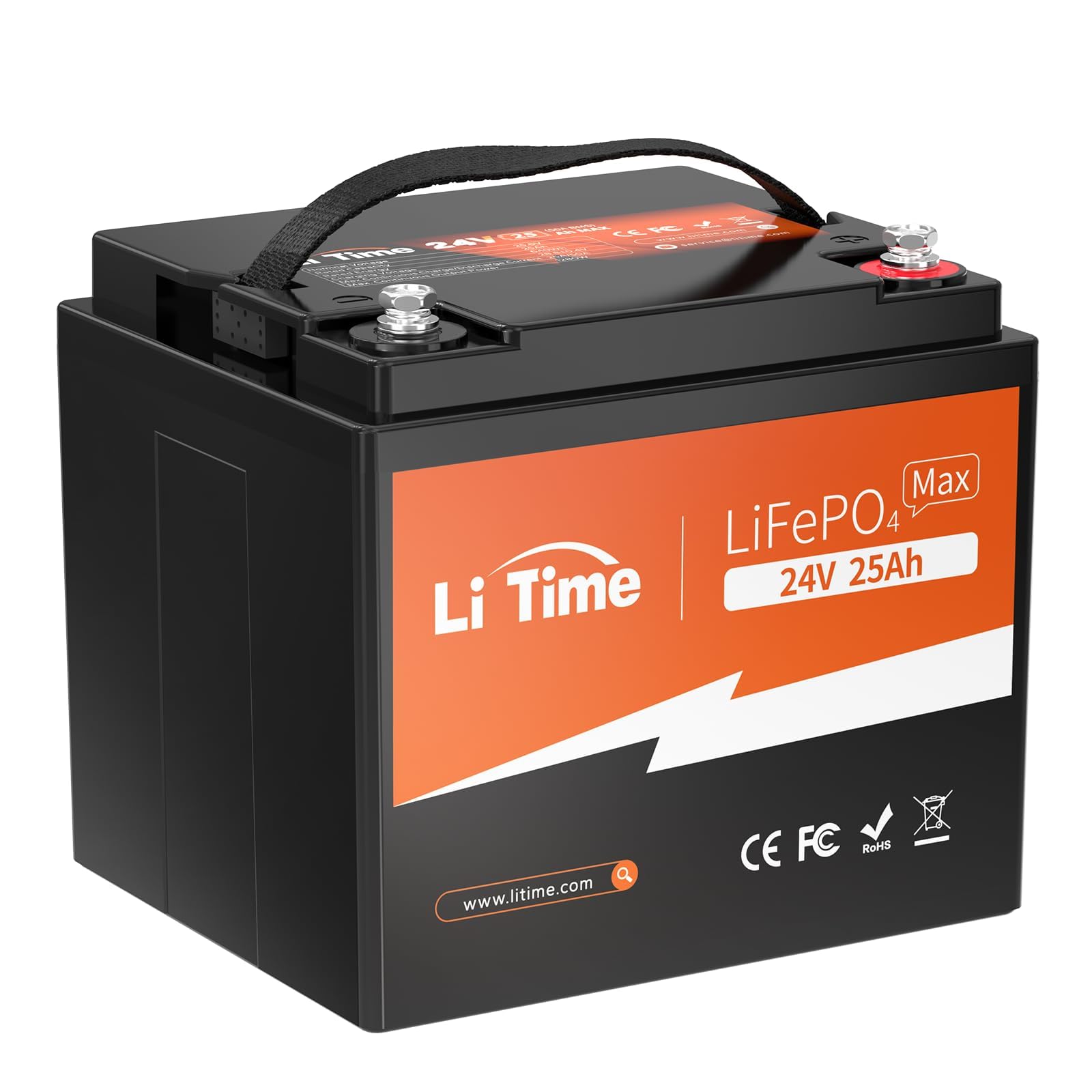 LiTime 24V 25Ah LiFePO4 Batterie, 640Wh Lithium Batterie mit 50A BMS, 10 Jahre Lebensdauer 4000+ Zyklen, Perfekter Ersatz für Blei-Säure für Elektrorollstuhl, Elektro-Rasenmäher, Camping, Kleingeräte LiTime 24V 25Ah LiFePO4 Batterie, 640Wh Lithium Batterie mit 50A BMS, 10 Jahre Lebensdauer 4000+ Zyklen, Perfekter Ersatz für Blei-Säure für Elektrorollstuhl, Elektro-Rasenmäher, Camping, Kleingeräte von Litime