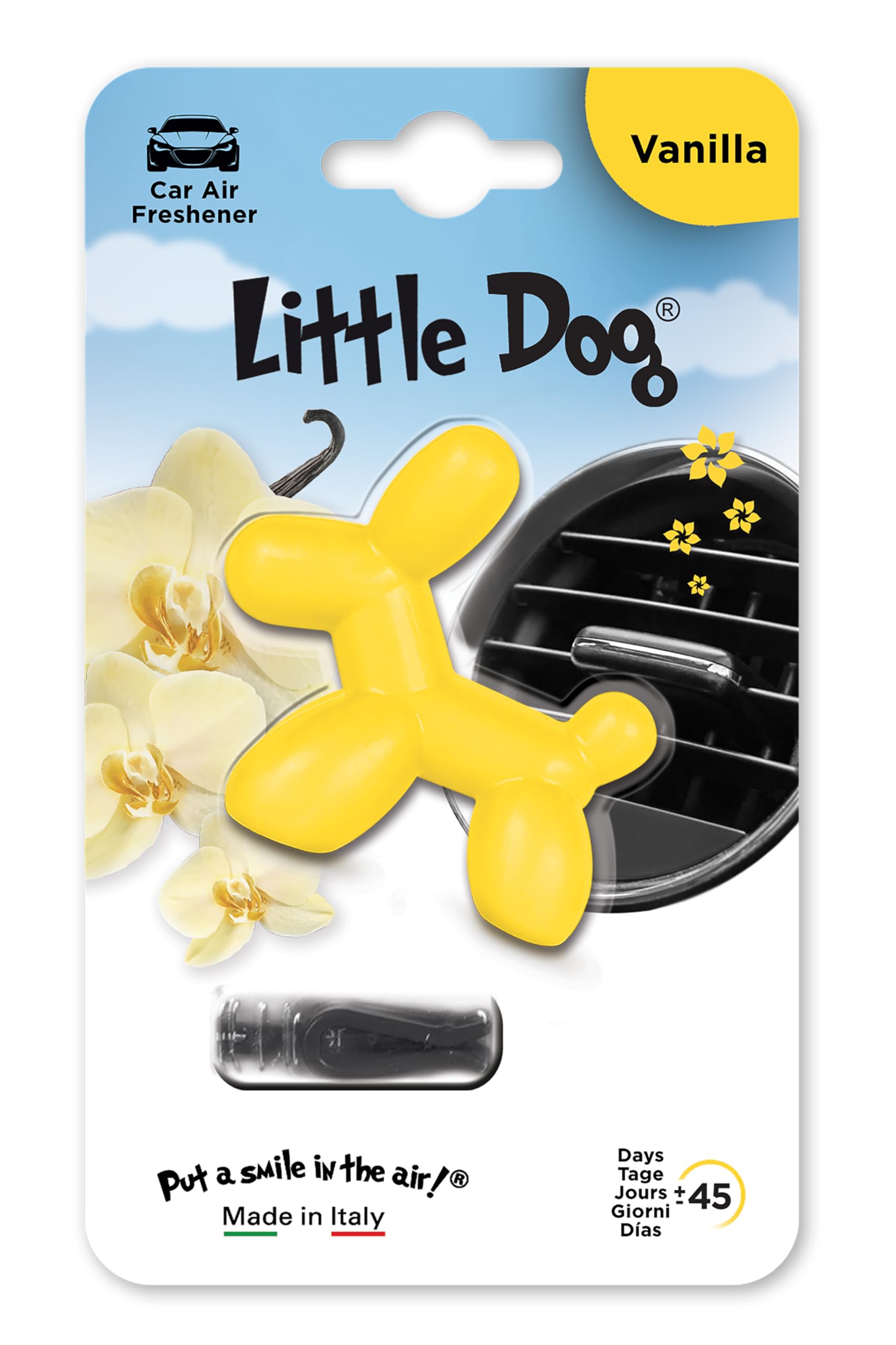 Little Dog LD001 Lufterfrischer im Animierten 3D-Charakter, Gelb, VANILLE von Little Joe