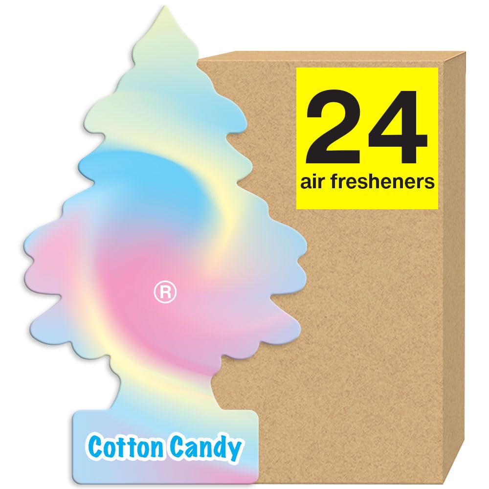 LITTLE TREES Auto-Lufterfrischer I Hängender Baum bietet lang anhaltenden Duft für Auto oder Zuhause I Cotton Candy, 6 Packungen (4 Stück) von Little Trees