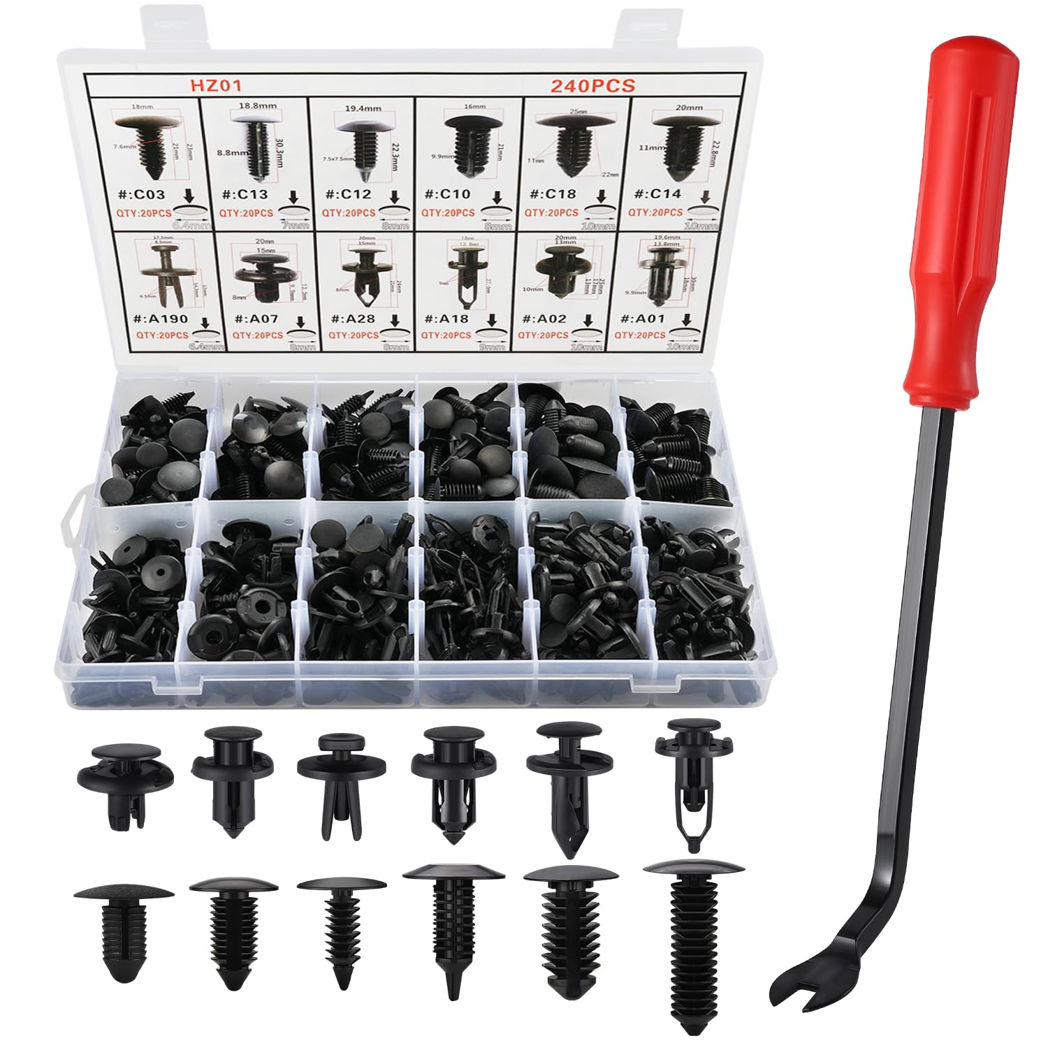 LivTee 240 Stück Auto Kunststoff Push Pin Niet, Sortiment Universal Retainer Clips Push Type Retainers Set in Koffer mit Entferner Werkzeug LivTee 240 Stück Auto Kunststoff Push Pin Niet, Sortiment Universal Retainer Clips Push Type Retainers Set in Koffer mit Entferner Werkzeug von LivTee