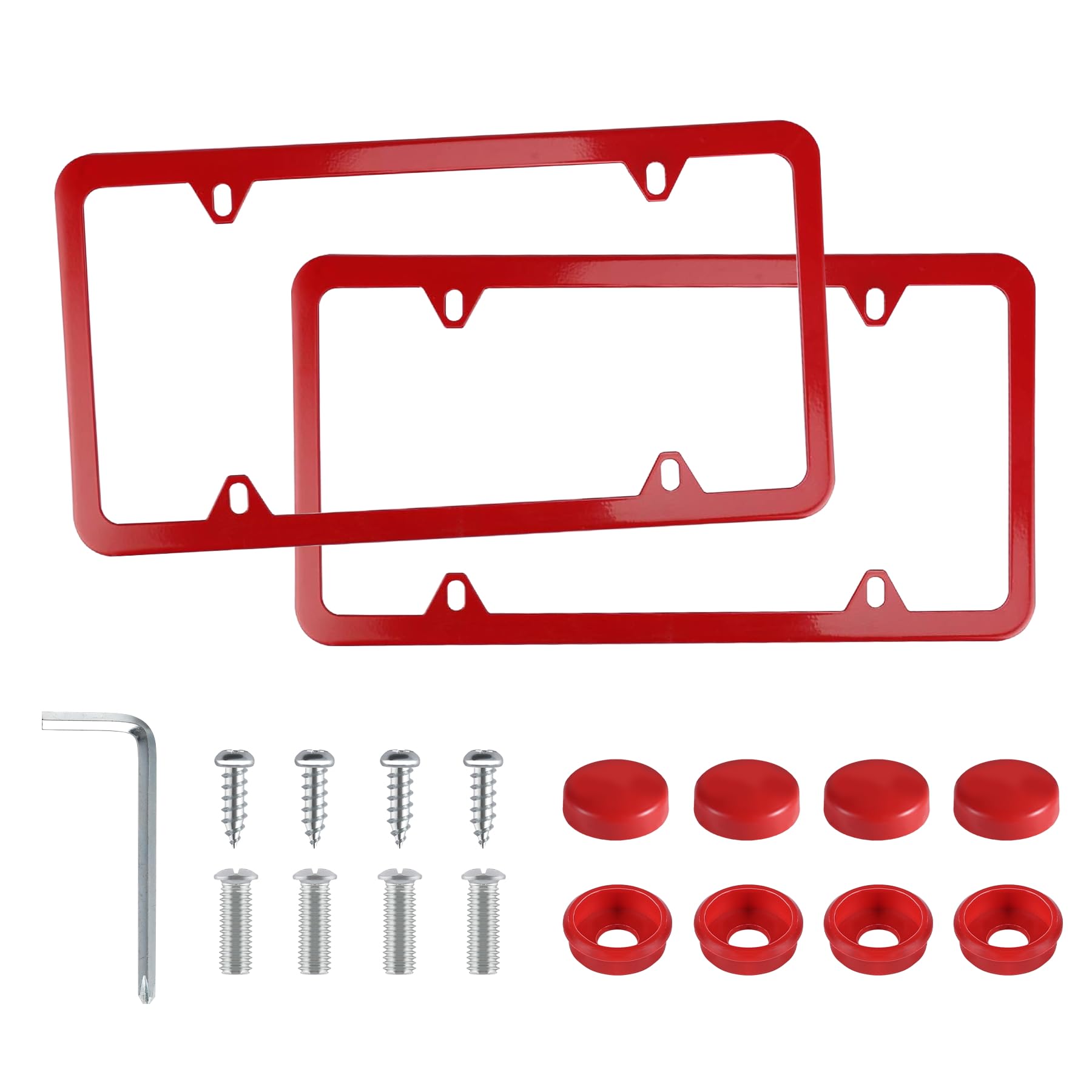 LivTee 4 Löcher Edelstahl Kennzeichenrahmen 2 Stück Auto Kennzeichenabdeckungen Slim Design mit Schrauben Unterlegscheiben Kappen für US-Fahrzeuge, rot LivTee 4 Löcher Edelstahl Kennzeichenrahmen 2 Stück Auto Kennzeichenabdeckungen Slim Design mit Schrauben Unterlegscheiben Kappen für US-Fahrzeuge, rot von LivTee