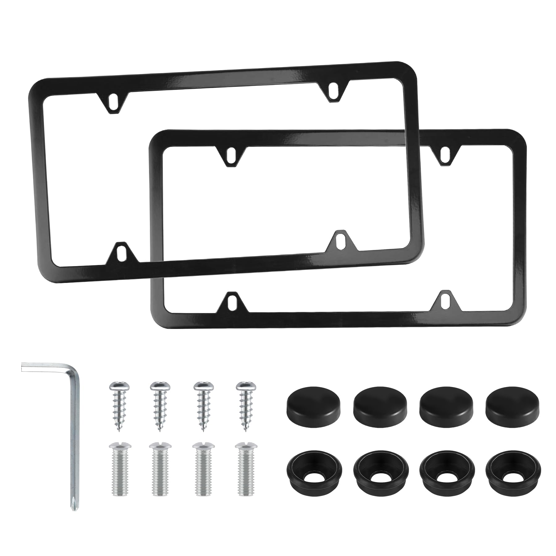 LivTee 4 Löcher Edelstahl Kennzeichenrahmen 2 Stück Auto Kennzeichenabdeckungen Slim Design mit Schrauben Unterlegscheiben Kappen für US-Fahrzeuge, schwarz LivTee 4 Löcher Edelstahl Kennzeichenrahmen 2 Stück Auto Kennzeichenabdeckungen Slim Design mit Schrauben Unterlegscheiben Kappen für US-Fahrzeuge, schwarz von LivTee